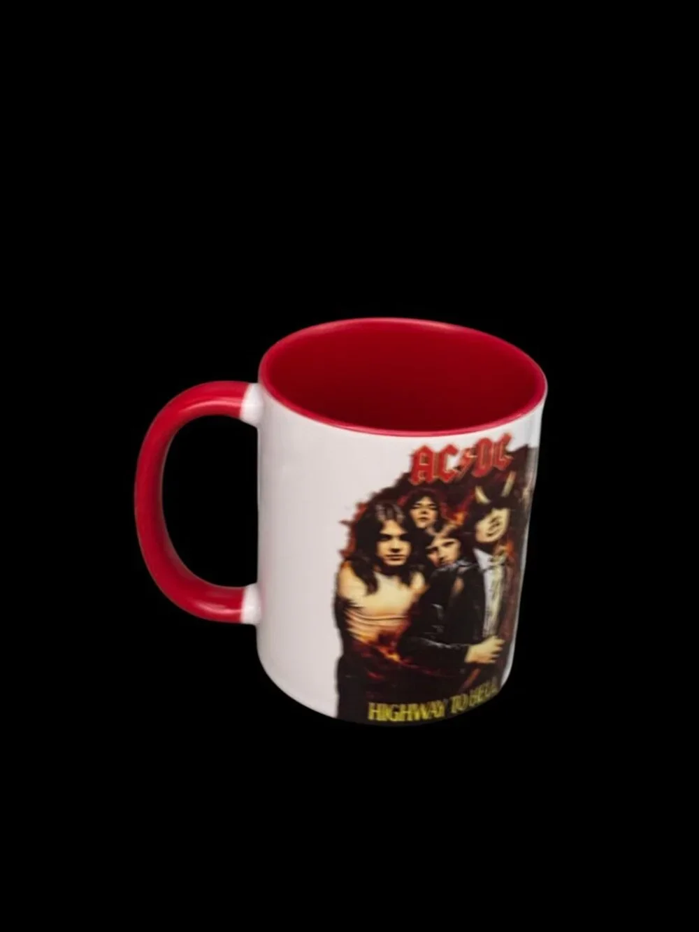 AC/DC Highway to Hell Coffee Mug, White and Red, 11 oz, Rock Band Graphic